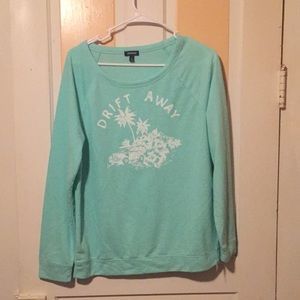 baby blue & white “drift away” long sleeve sweater